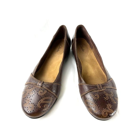 Clarks Brown Top Stitch Design Flats, Women's Size 10M - Picture 3 of 8